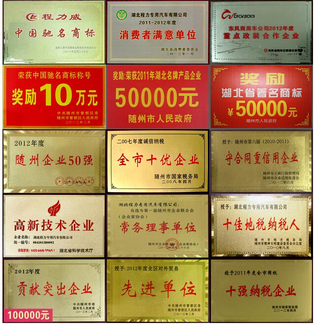 湖北程力荣誉汇总展板